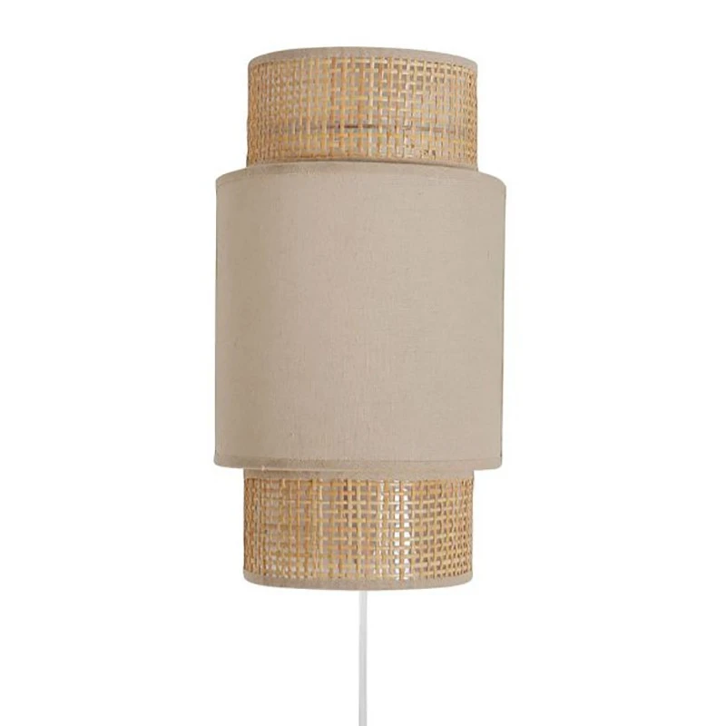 Applique Incurvée Rotin Et Tissu Beige Ostaria 1 Applique Incurvée Rotin Et Tissu Beige Ostaria