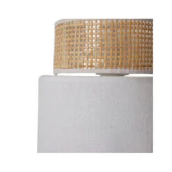 Applique Incurvée Rotin Et Tissu Blanc Ostaria -Demeyere Le mobilier Boutique applique incurvee rotin et tissu blanc ostaria 1 2