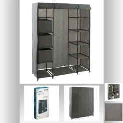 Armoire 1 Penderie + étagères + Boites Gris 5Five -Demeyere Le mobilier Boutique armoire 1 penderie etagere grise 4