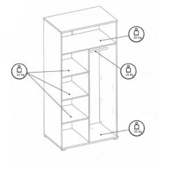 Armoire 2 Portes Blanc Et Gris Soma -Demeyere Le mobilier Boutique armoire 2 portes blanc et gris soma 2
