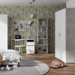 Armoire 2 Portes Blanc Et Gris Soma -Demeyere Le mobilier Boutique armoire 2 portes blanc et gris soma 3