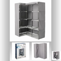 Armoire D'angle 1 Penderie / 10 étagères Gris Atmosphera -Demeyere Le mobilier Boutique armoire d angle 1 penderie 10 etageres gris atmosphera 2