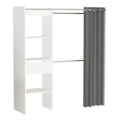 Demeyere Dressing Extensible Blanc Perle Avec Rideau Taupe