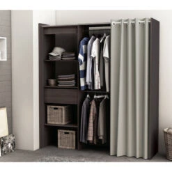 Demeyere Armoire/Placard Extensible SEATTLE Avec Rideau Chêne Vulcano -Demeyere Le mobilier Boutique armoire placard extensible seattle avec rideau chene vulcano 3