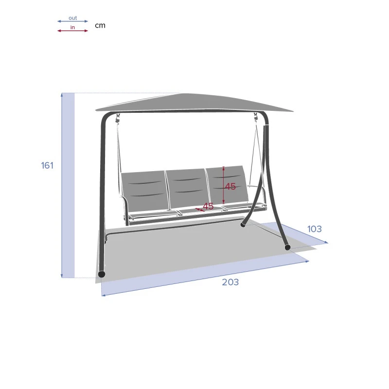 Balancelle 3 Places Ardoise Lako Hespéride 6 Balancelle 3 Places Ardoise Lako Hespéride – Image 6
