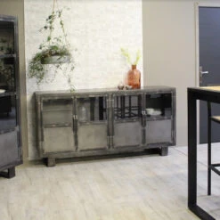 Buffet Métal Noir Jodhpur 4 Portes -Demeyere Le mobilier Boutique buffet metal jodhpur portes inditime 3