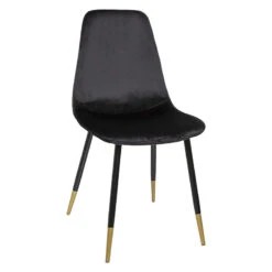 Chaise Velours Noir Pieds Gold Tyka Atmosphera