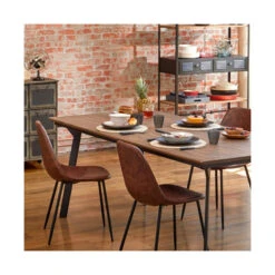 Chaise Vladi Effet Cuir Marron Atmosphera 9 Chaise Vladi Effet Cuir Marron Atmosphera -Demeyere Le mobilier Boutique chaise vladi effet cuir marron atmosphera 4