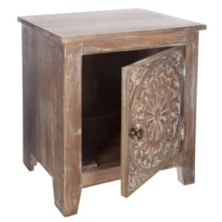 Chevet Shirel 1 Porte Bois Blanchi Atmosphera -Demeyere Le mobilier Boutique chevet shirel 1 porte bois blanchi atmosphera 3
