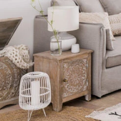 Chevet Shirel 1 Porte Bois Blanchi Atmosphera -Demeyere Le mobilier Boutique chevet shirel 1 porte bois blanchi atmosphera 4