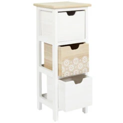 Chiffonnier 3 Tiroirs Chic Naturel Et Blanc -Demeyere Le mobilier Boutique chiffonnier 3 tiroirs chic naturel et blanc 4