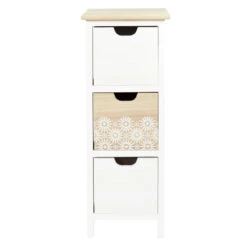 Chiffonnier 3 Tiroirs Chic Naturel Et Blanc -Demeyere Le mobilier Boutique chiffonnier 3 tiroirs chic naturel et blanc 5