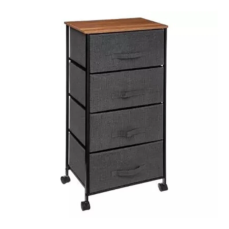 Chiffonnier 4 Tiroirs Avec Roulette Gris Foncé 1 Chiffonnier 4 Tiroirs Avec Roulette Gris Foncé