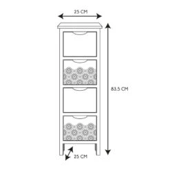 Chiffonnier 4 Tiroirs Chic Naturel Et Blanc -Demeyere Le mobilier Boutique chiffonnier 4 tiroirs chic naturel et blanc 1 3
