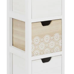 Chiffonnier 4 Tiroirs Chic Naturel Et Blanc -Demeyere Le mobilier Boutique chiffonnier 4 tiroirs chic naturel et blanc 1 4