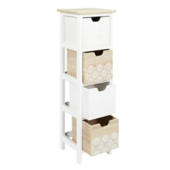 Chiffonnier 4 Tiroirs Chic Naturel Et Blanc -Demeyere Le mobilier Boutique chiffonnier 4 tiroirs chic naturel et blanc 1 5