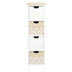 Chiffonnier 4 Tiroirs Chic Naturel Et Blanc -Demeyere Le mobilier Boutique chiffonnier 4 tiroirs chic naturel et blanc 1 6