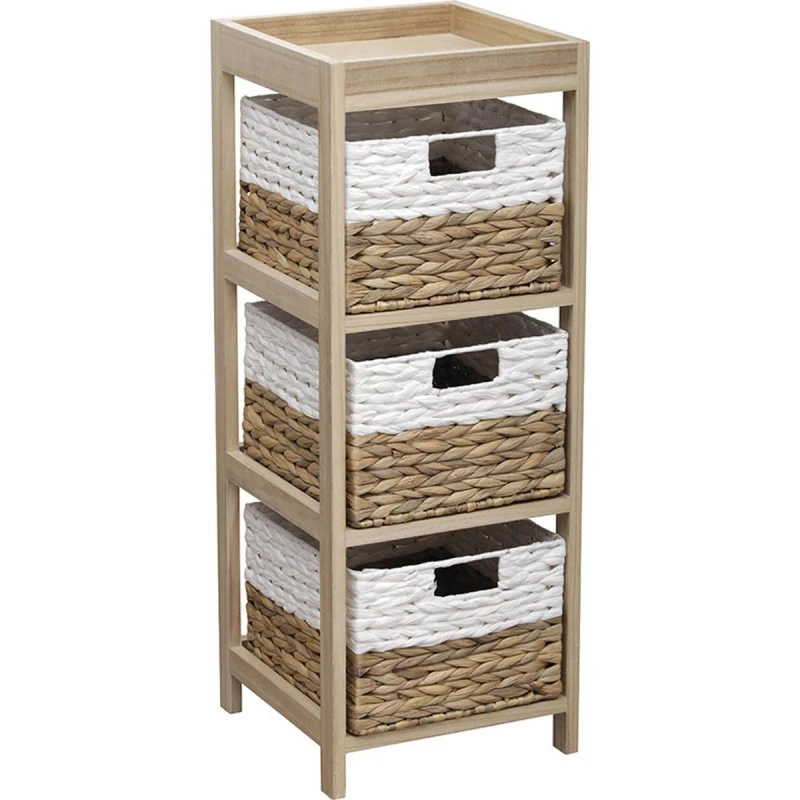 Chiffonnier En Bois 3 Paniers Jacinthe Naturel Et Blanc 1 Chiffonnier En Bois 3 Paniers Jacinthe Naturel Et Blanc