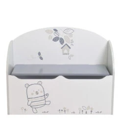 Demeyere Coffre à Jouets Bear Gris Et Blanc -Demeyere Le mobilier Boutique coffre a jouets blanc gris nounours 3