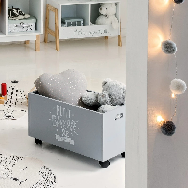 Coffre à Roulettes Pour Enfant Coloris Gris Atmosphera 2 Coffre à Roulettes Pour Enfant Coloris Gris Atmosphera – Image 2