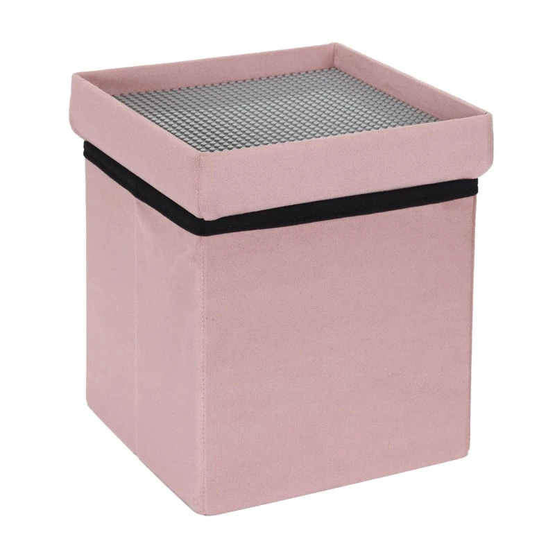 Coffre Pouf Pliable Rose Compatible Briques 1 Coffre Pouf Pliable Rose Compatible Briques