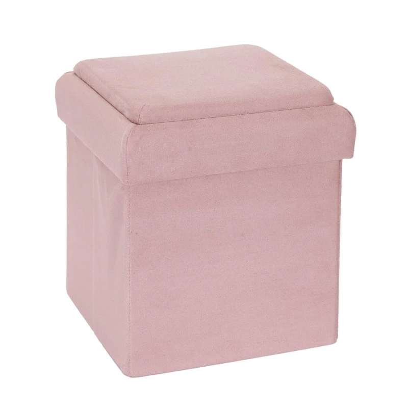 Coffre Pouf Pliable Rose Compatible Briques 3 Coffre Pouf Pliable Rose Compatible Briques – Image 3
