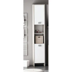 Demeyere Colonne 2 Portes HONOLULU Blanc/chêne Champagne -Demeyere Le mobilier Boutique colonne 2 portes honolulu blanc chene champagne 2