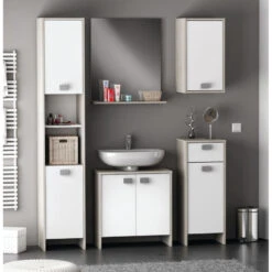 Demeyere Colonne 2 Portes HONOLULU Blanc/chêne Champagne -Demeyere Le mobilier Boutique colonne 2 portes honolulu blanc chene champagne 3