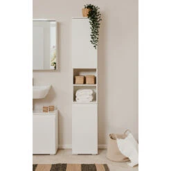 Colonne De Salle De Bain 2 Portes Capetown Blanc -Demeyere Le mobilier Boutique colonne de salle de bain 2 portes capetown blanc 4