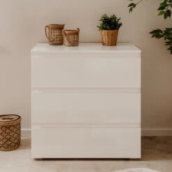 Commode 3 Tiroirs Capetown Blanc -Demeyere Le mobilier Boutique commode 3 tiroirs capetown blanc 3