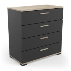 Demeyere Commode 4 Tiroirs Izzy Noir Et Bois