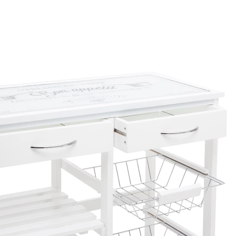 ATMOSPHERA Desserte De Cuisine Verre Blanc Modèle GUSTAF 3 ATMOSPHERA Desserte De Cuisine Verre Blanc Modèle GUSTAF – Image 3