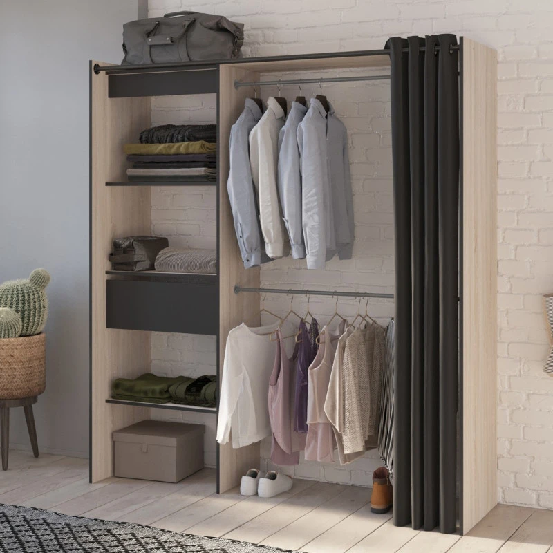 Demeyere Dressing Extensible 168 Cm Chicago Avec Rideau 2 Demeyere Dressing Extensible 168 Cm Chicago Avec Rideau – Image 2