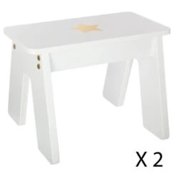 Ensemble Table + 2 Tabourets Enfant Blanc Doré Dream Atmosphera -Demeyere Le mobilier Boutique ensemble table 2 tabourets enfant blanc dore dream atmosphera 3