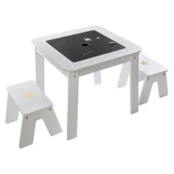 Ensemble Table + 2 Tabourets Enfant Blanc Doré Dream Atmosphera -Demeyere Le mobilier Boutique ensemble table 2 tabourets enfant blanc dore dream atmosphera 6