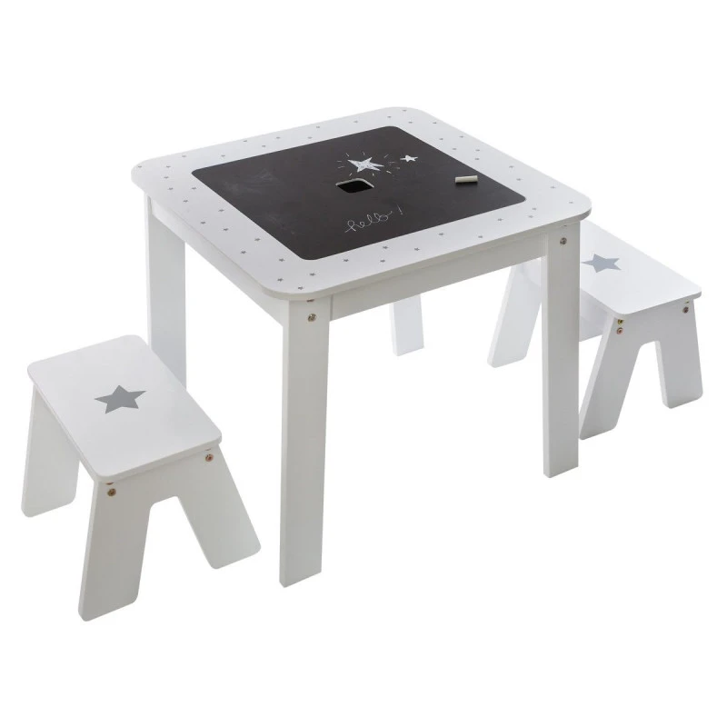 Ensemble Table + 2 Tabourets Enfant Blanc Gris Dream Atmosphera 2 Ensemble Table + 2 Tabourets Enfant Blanc Gris Dream Atmosphera – Image 2