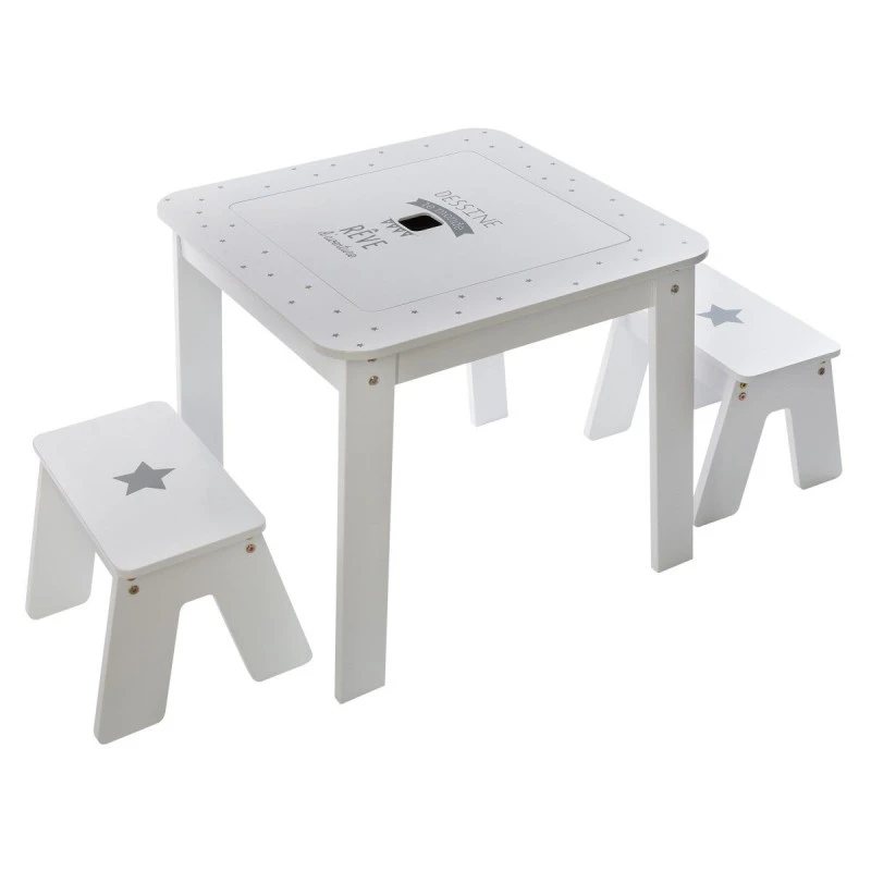 Ensemble Table + 2 Tabourets Enfant Blanc Gris Dream Atmosphera 1 Ensemble Table + 2 Tabourets Enfant Blanc Gris Dream Atmosphera