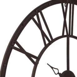 Horloge Métal Chiffres Romains Chocolat Atmosphera -Demeyere Le mobilier Boutique horloge metal chiffres romains chocolat 2