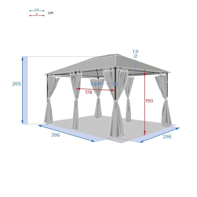 Jeu De 6 Rideaux Gris Ardoise Pour Tonnelle Santorini Et Thira 3 Jeu De 6 Rideaux Gris Ardoise Pour Tonnelle Santorini Et Thira – Image 3