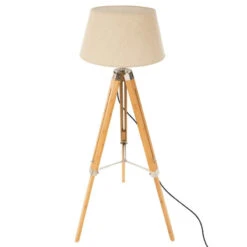 Lampadaire Trépied Runo Ivoire Bambou Atmosphera H 145 Cm