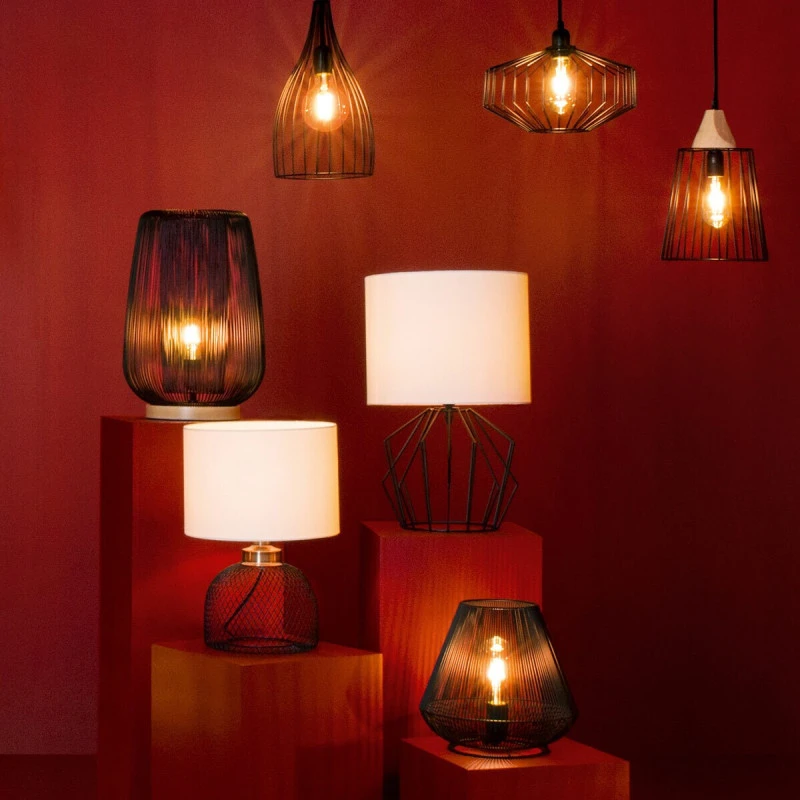 Lampe Grille Emie Noir Et Blanc Atmosphera 4 Lampe Grille Emie Noir Et Blanc Atmosphera – Image 4