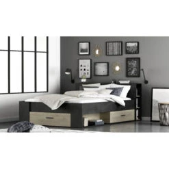 Demeyere Lit 140x190 Cm Pocket Naturel Et Noir -Demeyere Le mobilier Boutique lit 140x190 cm pocket naturel et noir 2