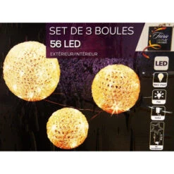 Lot 3 Boules 56 LED Blanc Chaud -Demeyere Le mobilier Boutique lot 3 boules 56 led blanc chaud 2