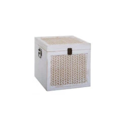 Malles Carrée Cannage Blanchi - Lot De 3 - Atmosphera -Demeyere Le mobilier Boutique malles carree cannage blanchi lot de 3 atmosphera 2