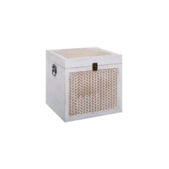 Malles Carrée Cannage Blanchi - Lot De 3 - Atmosphera -Demeyere Le mobilier Boutique malles carree cannage blanchi lot de 3 atmosphera 3