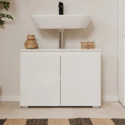 Meuble Sous Vasque 2 Portes Capetown Blanc 8 Meuble Sous Vasque 2 Portes Capetown Blanc -Demeyere Le mobilier Boutique meuble sous vasque 2 portes capetown blanc 3