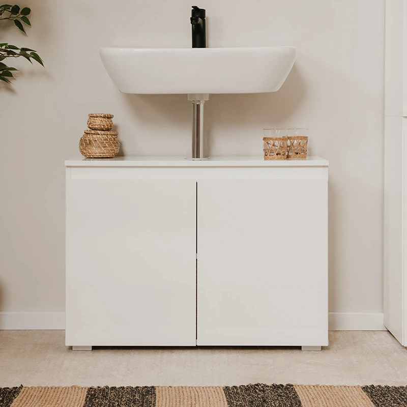 Meuble Sous Vasque 2 Portes Capetown Blanc 4 Meuble Sous Vasque 2 Portes Capetown Blanc – Image 4