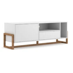 Meuble TV 2 Portes 2 Niches Oslo Blanc -Demeyere Le mobilier Boutique meuble tv 2 portes 2 niches oslo blanc 6