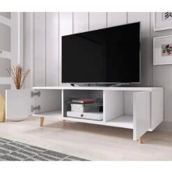 Meuble TV 2 Portes Sweden Blanc -Demeyere Le mobilier Boutique meuble tv 2 portes sweden blanc 2