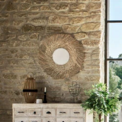 Miroir Rond 80 Cm En Roseau Ael Atmosphera -Demeyere Le mobilier Boutique miroir rond 80 cm en roseau ael atmosphera 3